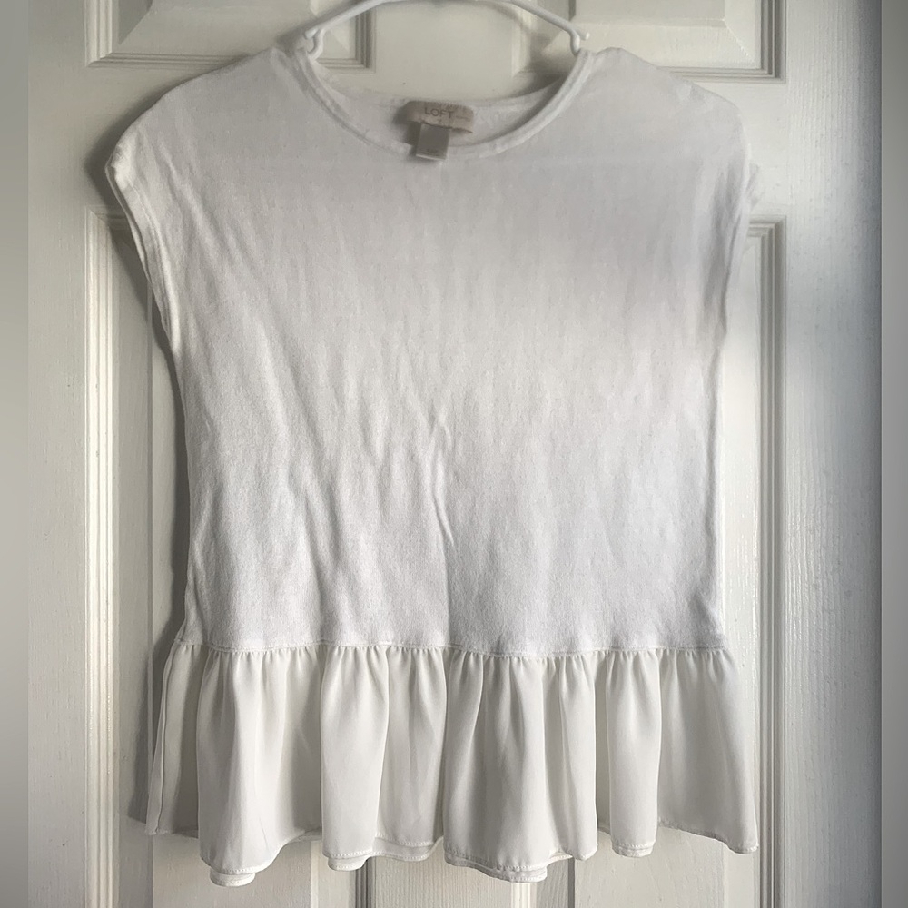 Loft White Peplum Top